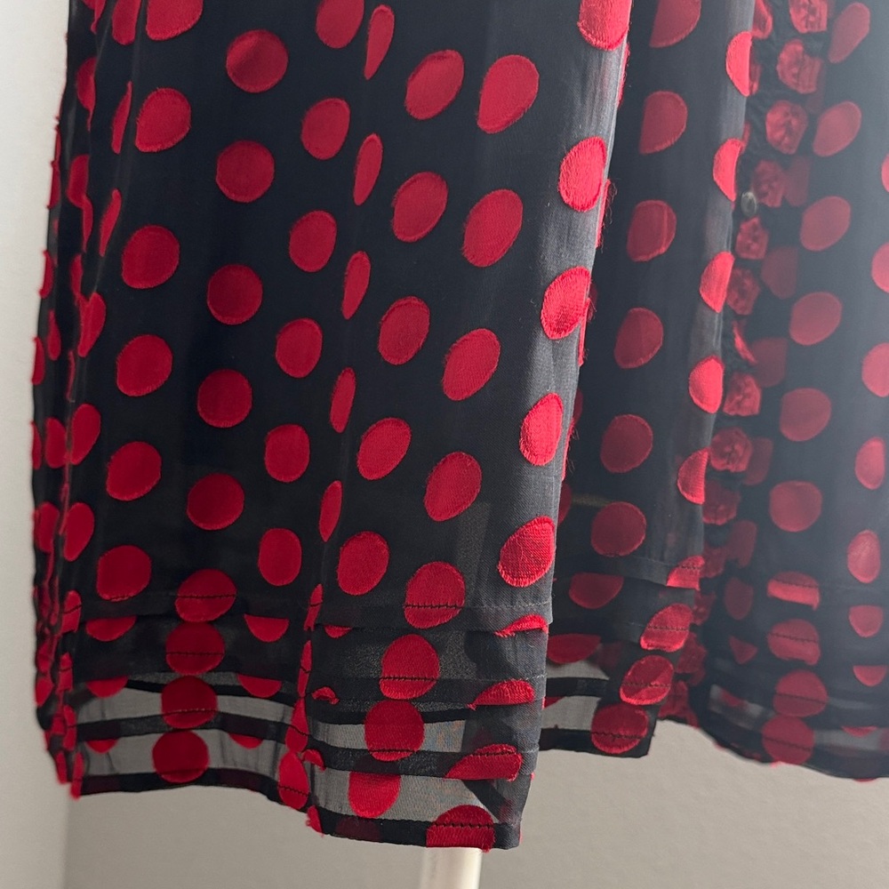 Diane Von Furstenberg Red and Black Polka Dot Print Mini Dress Size 8 - Picture 6 of 15
